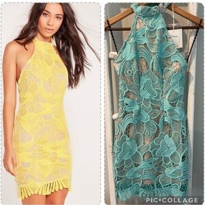 Missguided nwt mint lace and nude choker halter neck bodycon cocktail dress 4